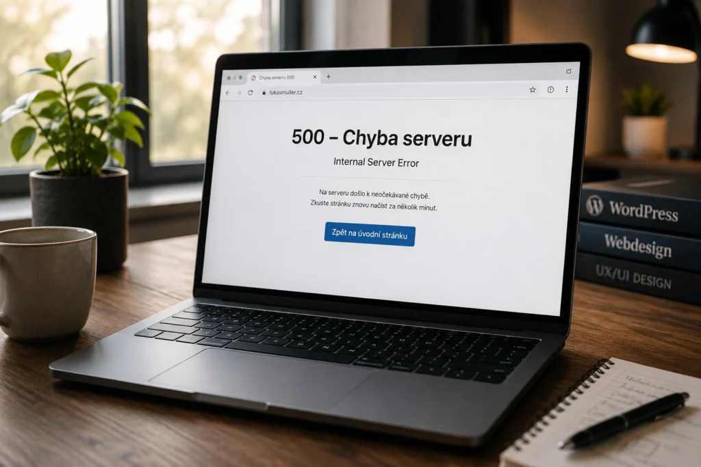 Chyba 500 Internal Server Error zobrazená na WordPress webu